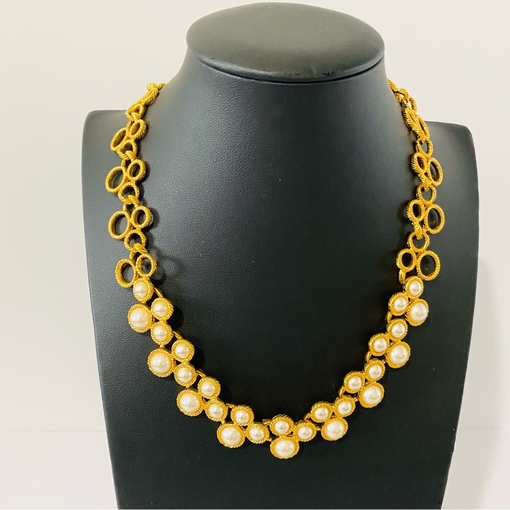 Vintage Signed Napier Collier Corded Surface Artificial Pearl Necklace.